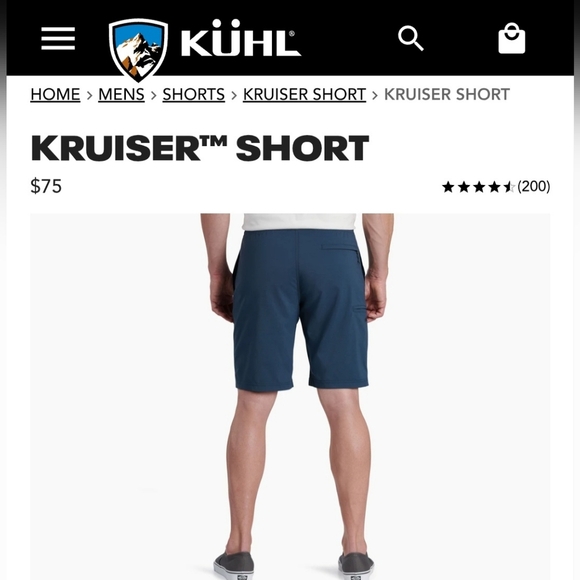 KUHL Slate Pirate Blue Kruiser Casual Hiking Nylon Shorts w/ Pockets Men's L - Picture 2 of 9